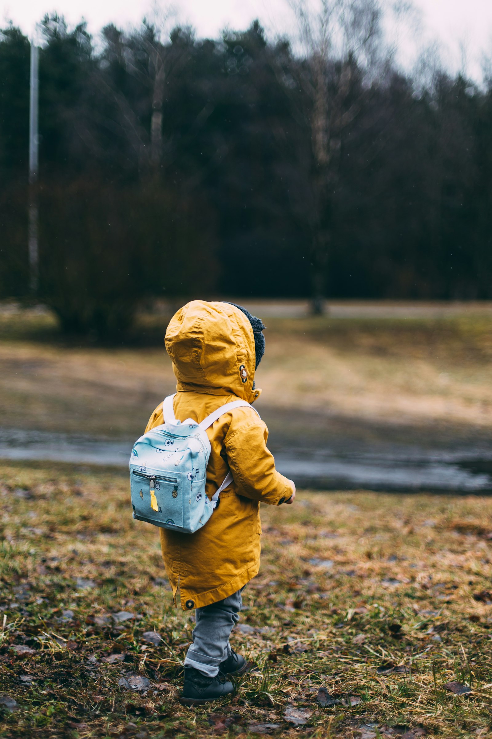 Child heading out with a backpack