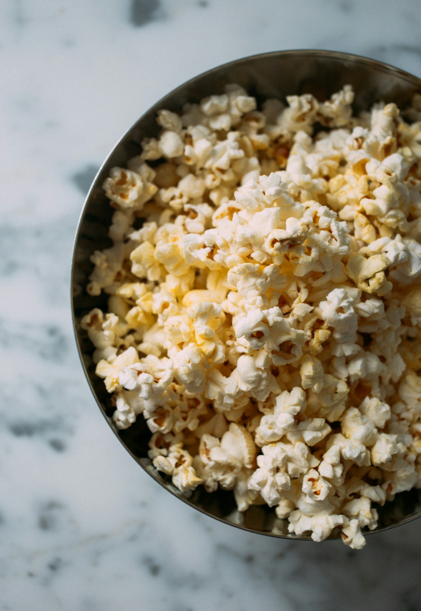 Bowl of fresh popcorn ready for a movie night